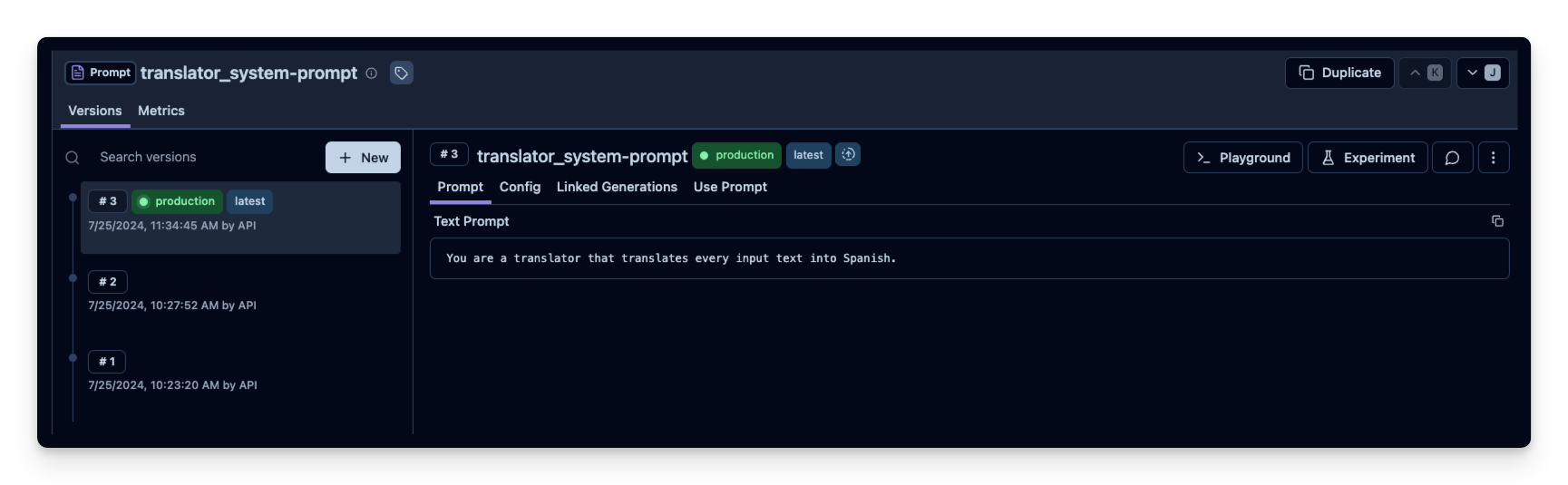 View prompt in Langfuse UI